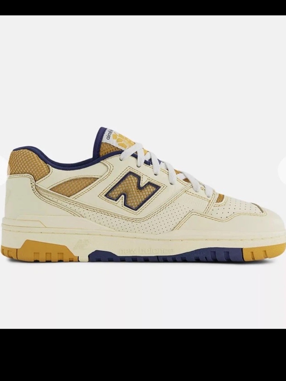 New Balance Cream, Gold & Navy Low-Top Sneakers
